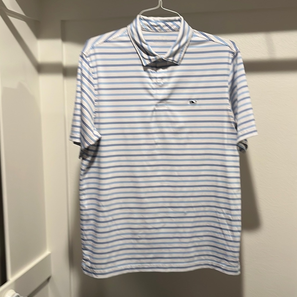Vineyard Vines Men’s Performance Polo Med Blue and White